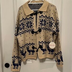 Bailey Rose Beige and Navy Cardigan Sweater